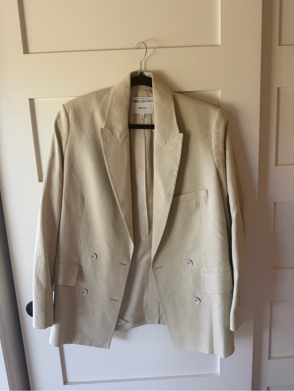 Oroton Beige Double-Breasted Blazer
